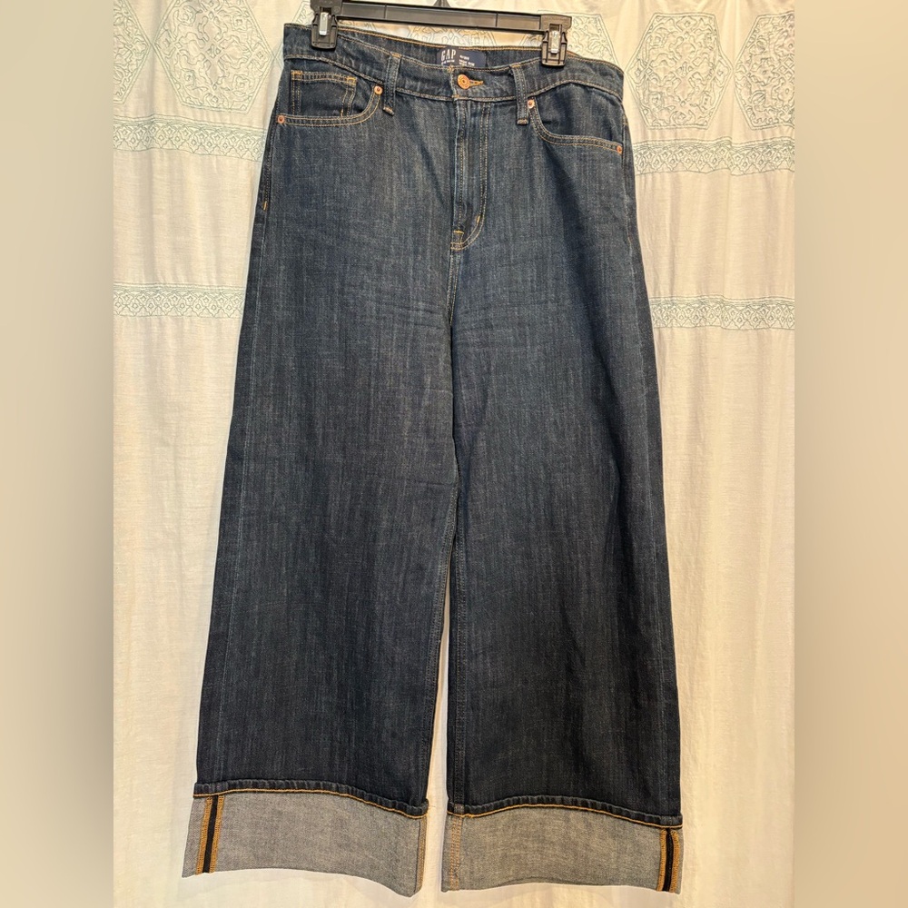 GAP Women's Wide-Leg Dark Indigo Jeans